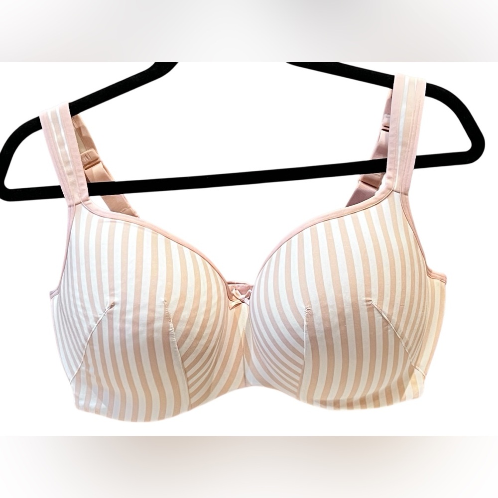 Cacique Balconette Underwire Bra, size 40DDD, Beige & White Stripes, NWOT